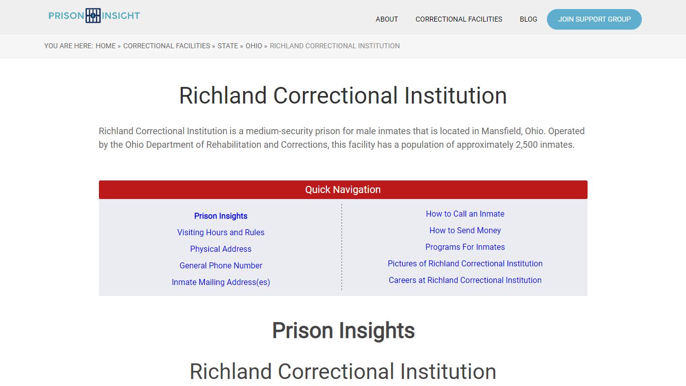 Richland Correctional Institution - Prison Insight