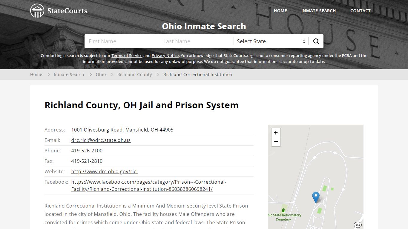 Richland Correctional Institution Inmate Records Search, Ohio - StateCourts